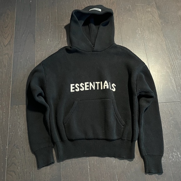 Fear of God Essentials Knit Pullover Hoodie Black XXSMALL mens xxsmall - Picture 1 of 11